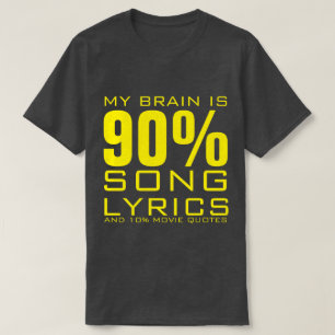 CAMISETA MEU CÉREBRO É 90% DE LÍRICA DE MÚSICA