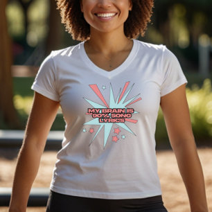Camiseta Meu Cérebro é 90% Letras de Músicas – Arte Pop Ret