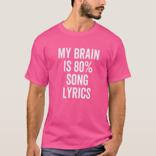 Camiseta Meu Cérebro É Música De Letras De Música De 80%