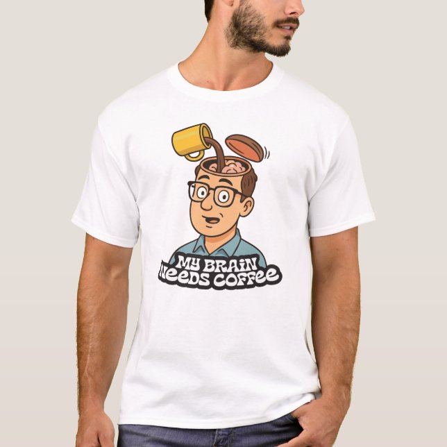 Camiseta Meu Cérebro Precisa De Sobrecarga De Café (Frente)