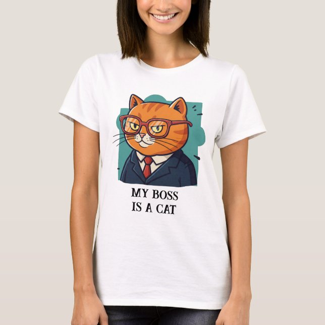 Camiseta Meu chefe é um gato engraçado (Frente)