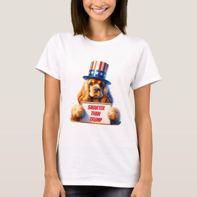 Camiseta Meu Cocker Spaniel É Mais Inteligente Que Trump (Frente)