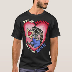 Camiseta Meu Coração é um Livro Aberto Amor Guaxinim