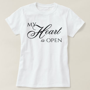 Camiseta "Meu Coração está Aberto" afirmação estética com s