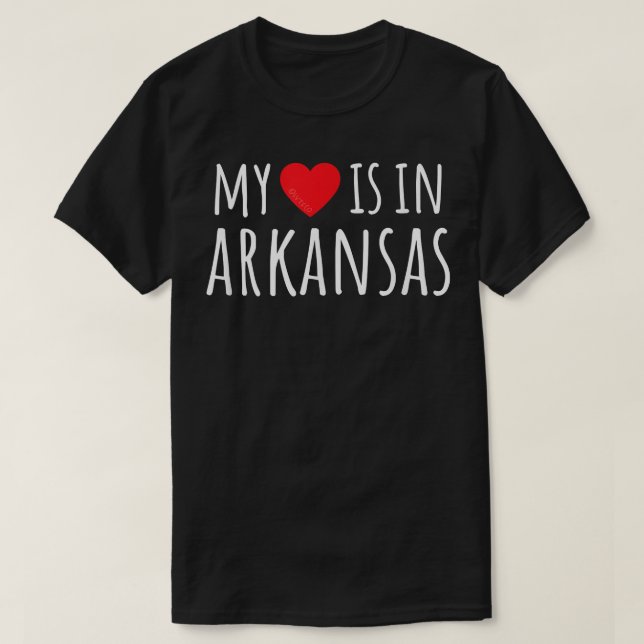 Camiseta MEU CORAÇÃO ESTÁ EM ARKANSAS, Estado Americano Bon (Frente do Design)