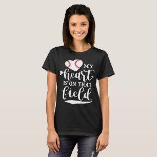 Camiseta Meu coração está em t-shirt desse basebol do ca