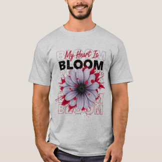 Camiseta Meu Coração Está Florindo Desenho Floral Ousado Ca