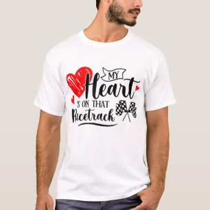 Camiseta Meu Coração Está Naquela Racetrack Engraçado Dirt