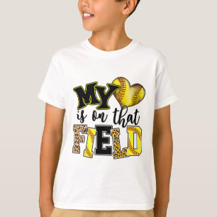 Camiseta Meu Coração Está Naquele Campo Softll Mãe Leopard