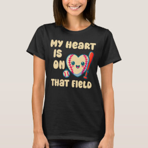 Camiseta Meu Coração Está No Campo De Baseball