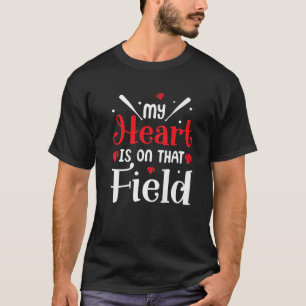 Camiseta Meu Coração Está No Dia de as mães De Baseball De