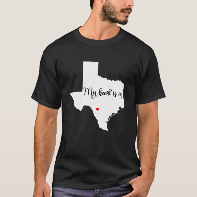 Camiseta Meu Coração Está No Estado Americano Do Texas Para (Frente)