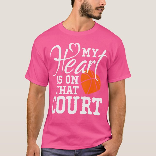 Camiseta Meu Coração Está No Tribunal De Basquete (Frente)