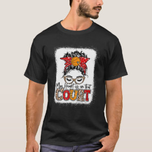 Camiseta Meu Coração Está No Tribunal De Basquete, Leopard