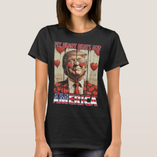 Camiseta Meu Coração Lateja Pela América Trump Dia dos Namo