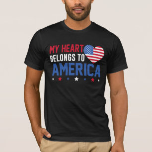 Camiseta Meu Coração Pertence à América Patriótica 4 de Jul
