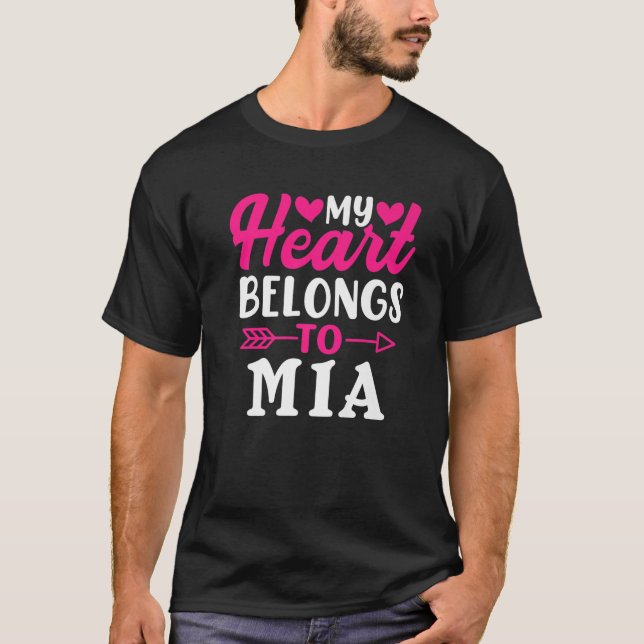 Camiseta Meu Coração Pertence A Mia Engraçado Dia de os nam (Frente)