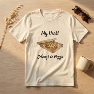 Camiseta Meu Coração Pertence à Pizza Amante de Pizza Engra