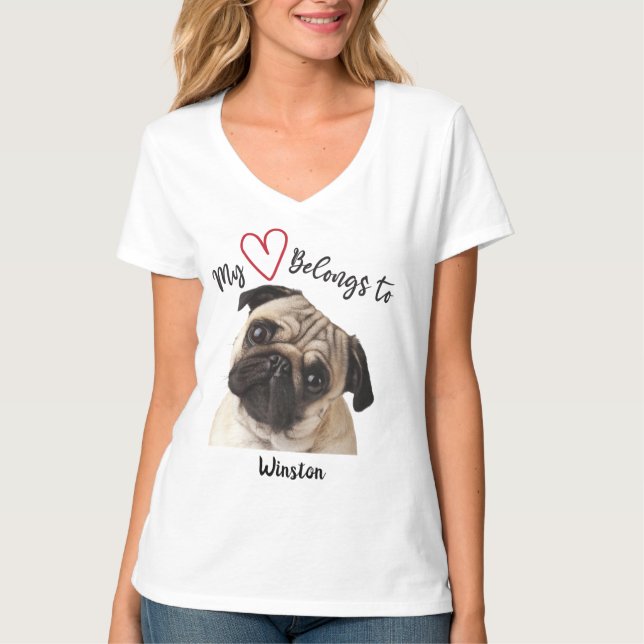 Camiseta Meu Coração Pertence a Pug (Frente)