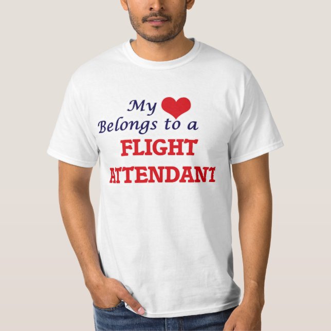 Camiseta Meu coração pertence a um Atendedor de Voo (Frente)