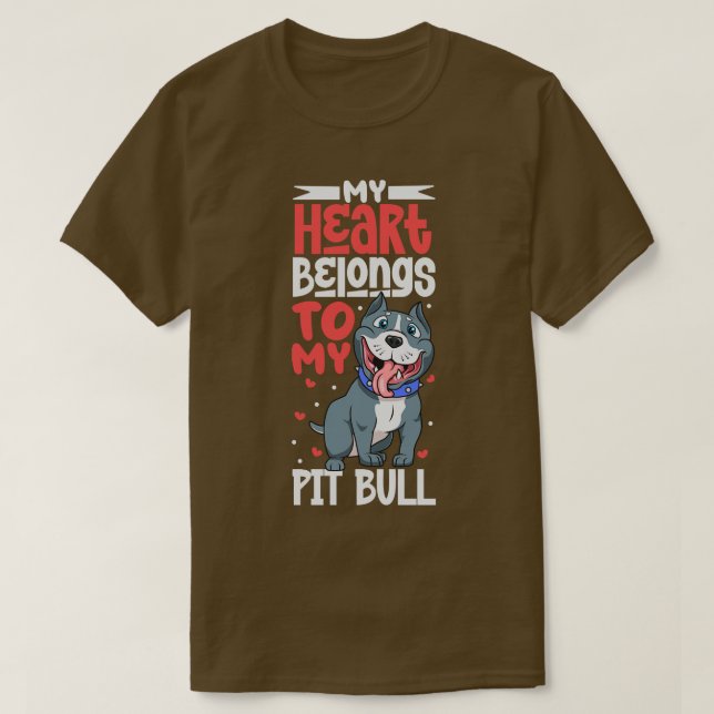Camiseta Meu coração pertence ao meu Pit Bull (Frente do Design)