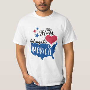 Camiseta Meu Coração Pertence ao Patriótico Americano
