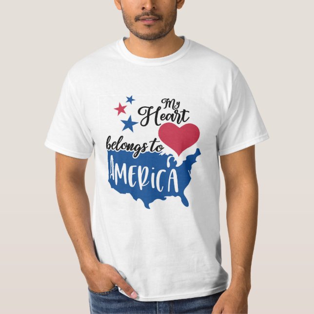 Camiseta Meu Coração Pertence ao Patriótico Americano (Frente)