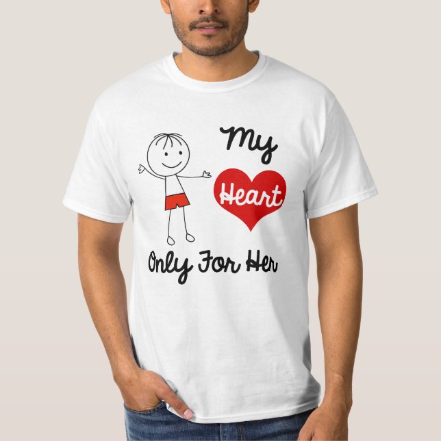 Camiseta Meu coração somente para ele o t-shirt dos homens (Frente)
