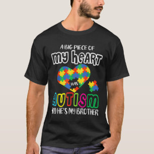 Camiseta Meu Coração Tem Autismo E Ele É Meu Irmão