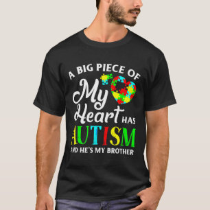 Camiseta Meu Coração Tem Autismo E Ele É Meu Irmão Para Men