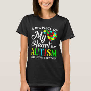 Camiseta Meu Coração Tem Autismo E Ele É Meu Irmão Para Men