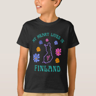 Camiseta Meu Coração Vive Na Finlândia, Retro Groovy Viagem