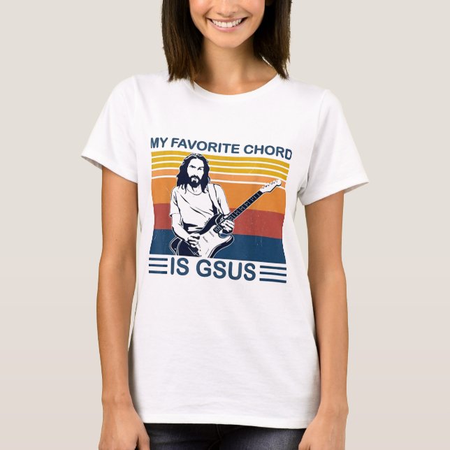 Camiseta Meu Cordão Favorito É Gsus Jesus Tocar Violão Retr (Frente)