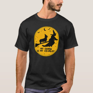 Camiseta Meu Corgi É Meu Copiloto Halloween