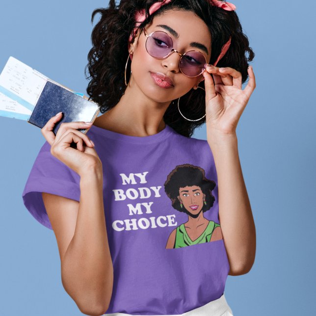 Camiseta Meu corpo Minha escolha feminista afro-americana (Criador carregado)