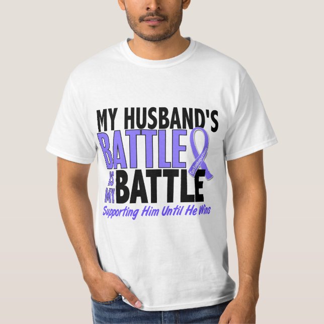 Camiseta Meu da batalha cancer esofágico do marido (Frente)