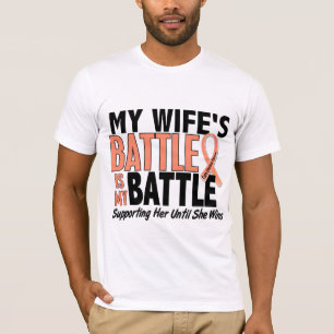 Camiseta Meu da batalha cancer uterina da esposa demasiado