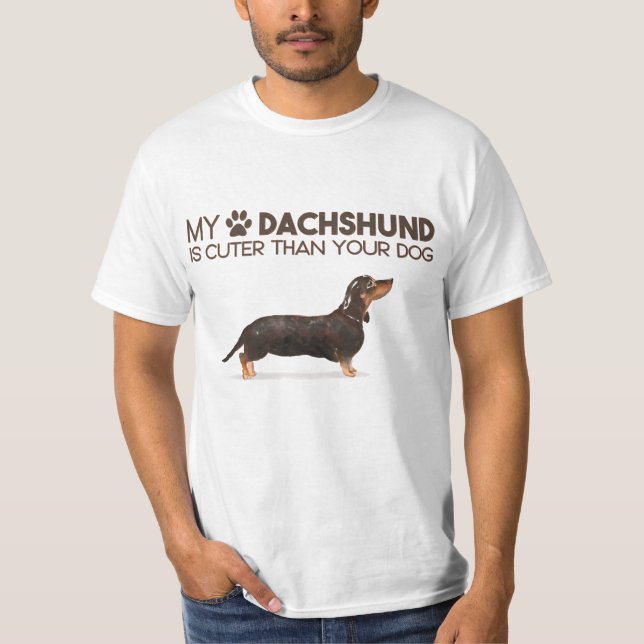 CAMISETA MEU DACHSHUND É MAIS FELIZ QUE SEU CACHORRO (Frente)