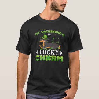 Camiseta Meu Dachshund É Minha Sorte De Santo De Shamrocks
