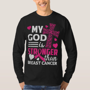 Camiseta Meu Deus É Mais Forte Que A Consciência Do Cancer 