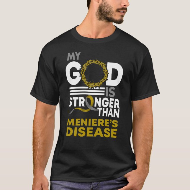 Camiseta Meu Deus é mais forte que a doença de Meniere (Frente)