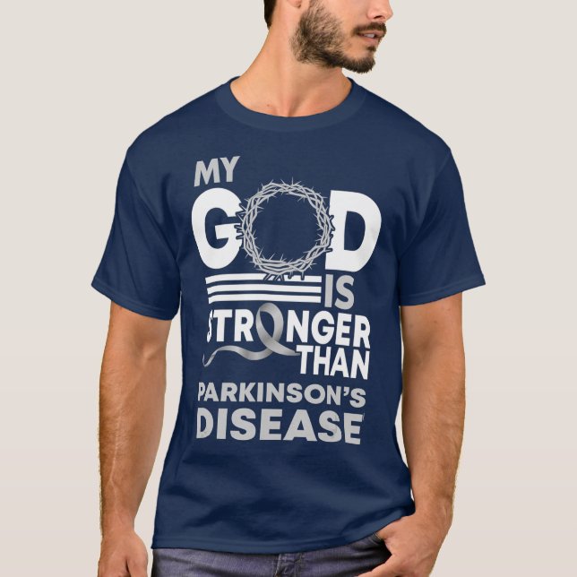 Camiseta Meu Deus É Mais Forte Que A Doença De Parkinson (Frente)