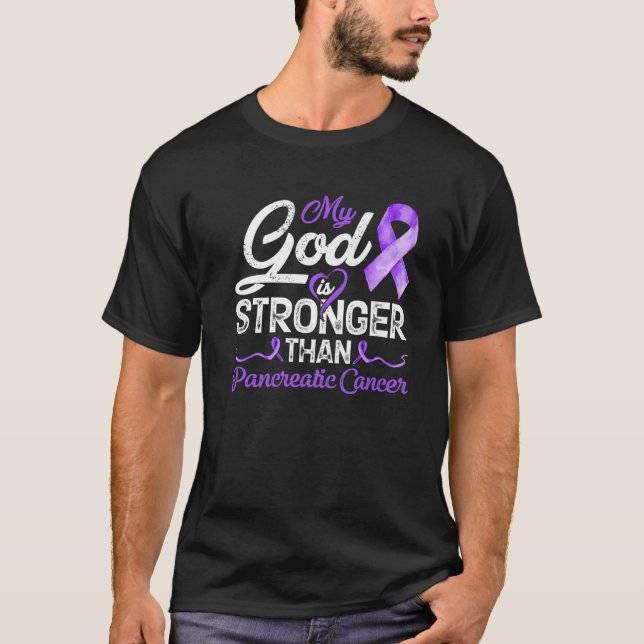 Camiseta Meu Deus É Mais Forte Que O Cancer Pancreático Da  (Frente)