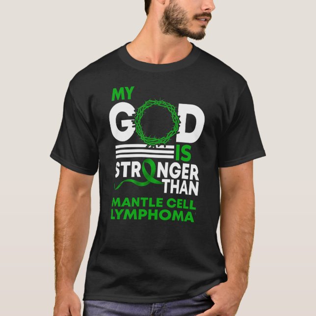 Camiseta Meu Deus é mais forte que o linfoma das células do (Frente)