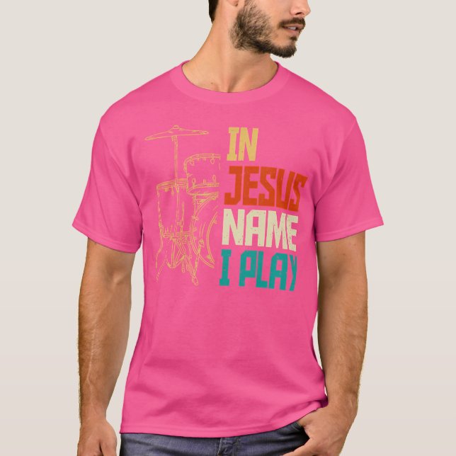 Camiseta Meu Deus, eu toco tambores Deus bebendo Música Chr (Frente)