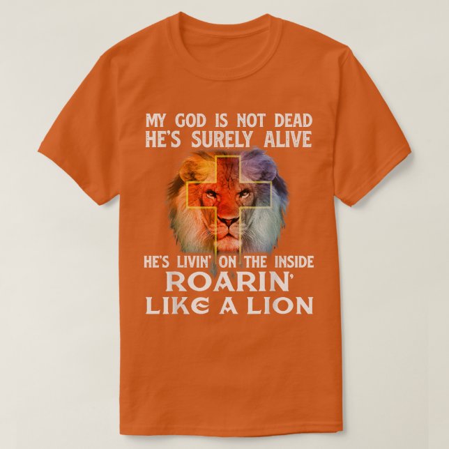 Camiseta Meu Deus Não É Morto, Bíblia Religiosa Cristã (Frente do Design)