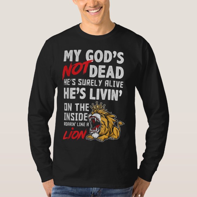 Camiseta Meu Deus não é o Leão Morto Jesus Cristo Christian (Frente)