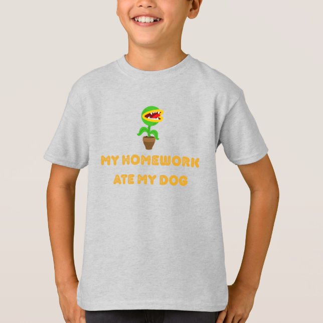 Camiseta Meu dever de casa comeu meu cachorro (Frente)