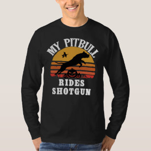 Camiseta Meu Dia de as Bruxas engraçado Pitbull Ande O Arre