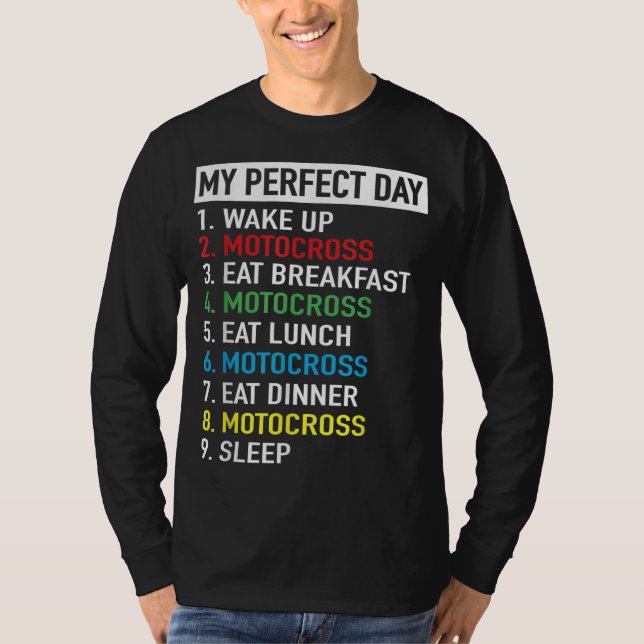 Camiseta Meu Dia Perfeito De Motocross Dirtbike Dia De Moto (Frente)